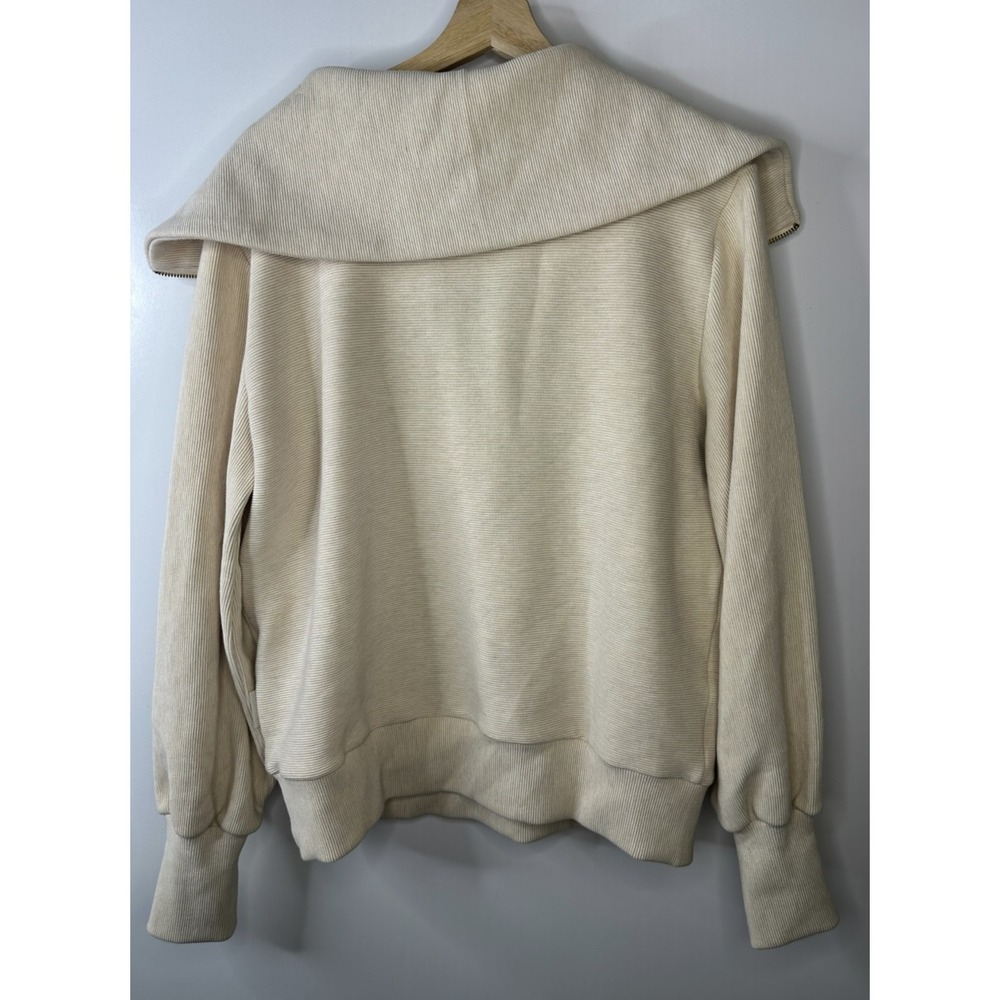 Varley Vine Half Zip Ottoman Ribbed Knit Pullover Beige Top Women's Oversized XS - Picture 12 of 13